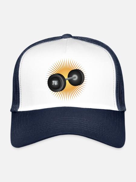 Haltère rayonnant – plein d’énergie pour la musculation - Casquette trucker  - blanc/marine - Devant
