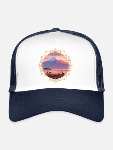 Paysage du Kilimandjaro - Casquette trucker  - blanc/marine - Devant