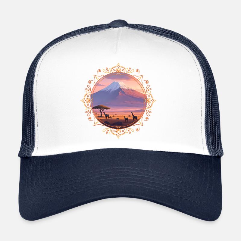 Paysage du Kilimandjaro - Casquette trucker  - blanc/marine