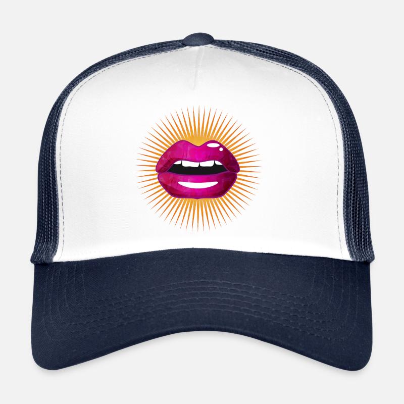 Illustration de lèvres brillantes violettes radieuses Casquette trucker 