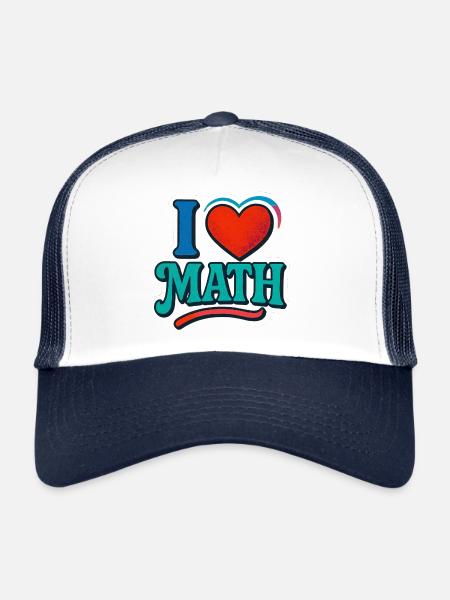 Motif de cœur « Amour pour les mathématiques » - Casquette trucker  - blanc/marine - Devant