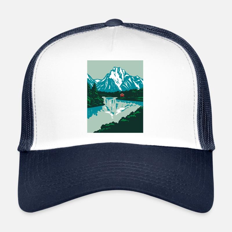 Norway Landscape with Red Holhaus - Trucker Cap - white/navy