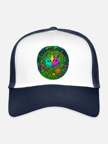 Créatures lumineuses dans la forêt enchantée - Casquette trucker  - blanc/marine - Devant