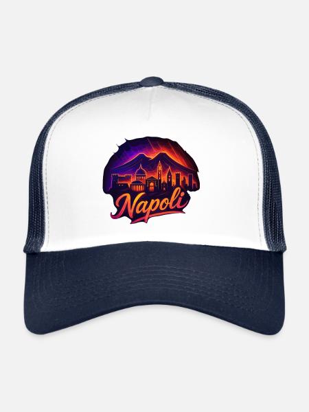 Naples Ville Italie Napoli Silhouette Cadeau - Casquette trucker  - blanc/marine - Devant