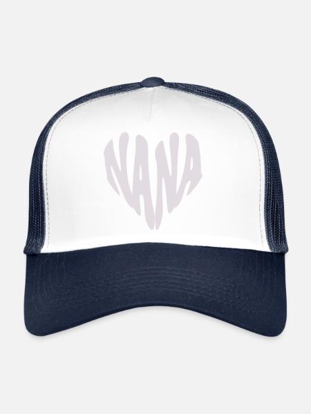 Nana - Small Heart Graphic (Custom Color) - Trucker Cap - white/navy - Front