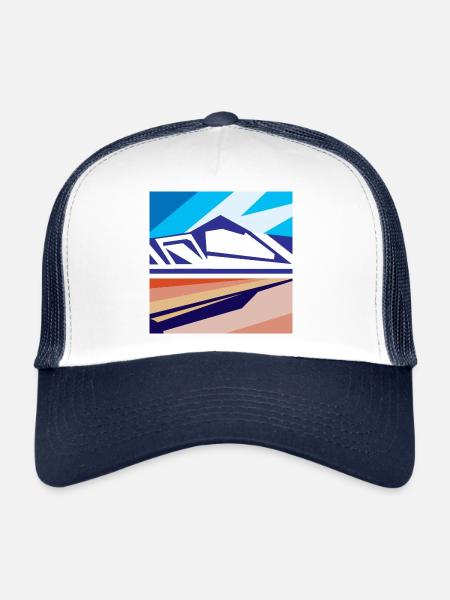 Geometric mountains in Iceland - Trucker Cap - white/navy - Front