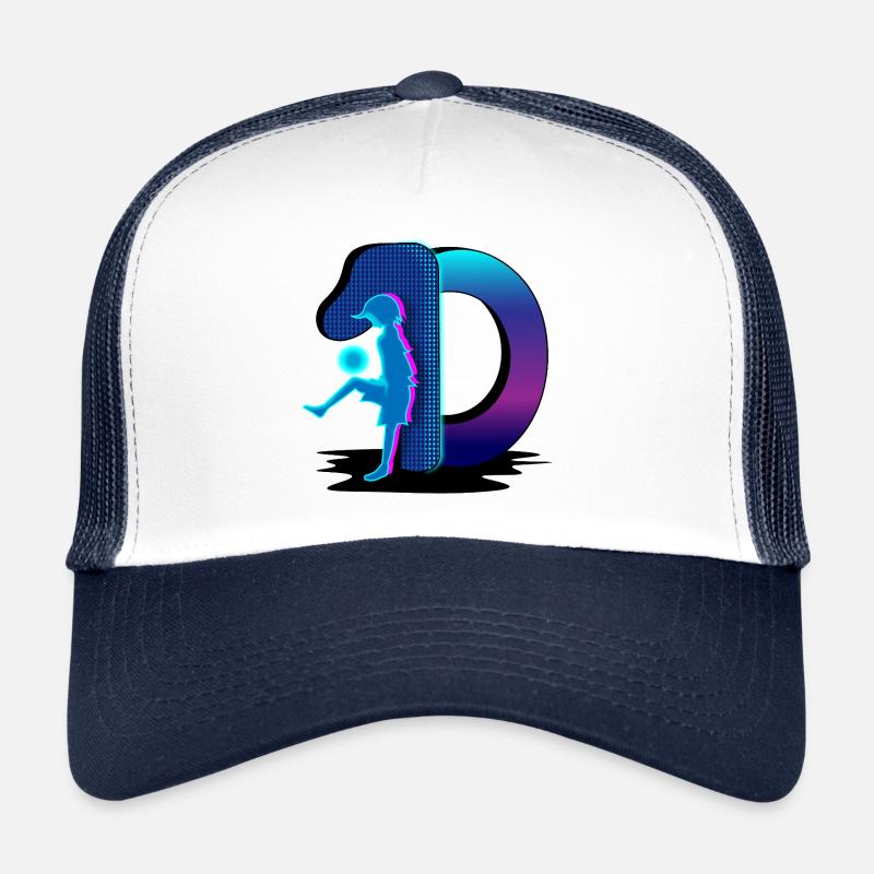Retro Neon Silhouette in Blue Border 10 Trucker Cap