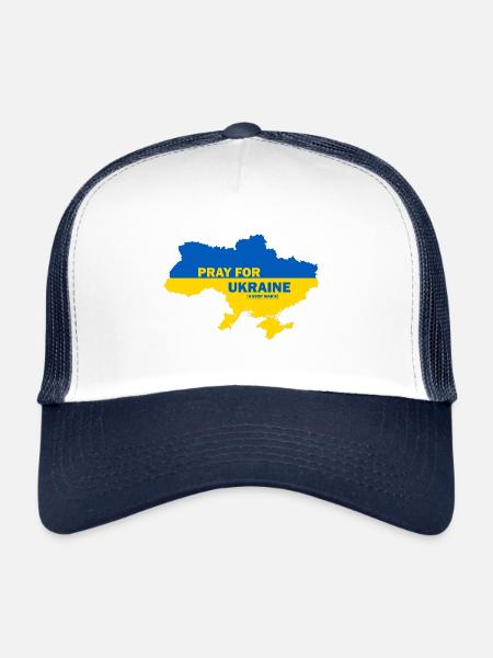 Priez pour l’Ukraine - Casquette trucker  - blanc/marine - Devant