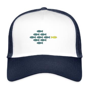 Poisson dans la mer contre le ruisseau - Casquette trucker  - blanc/marine - Devant