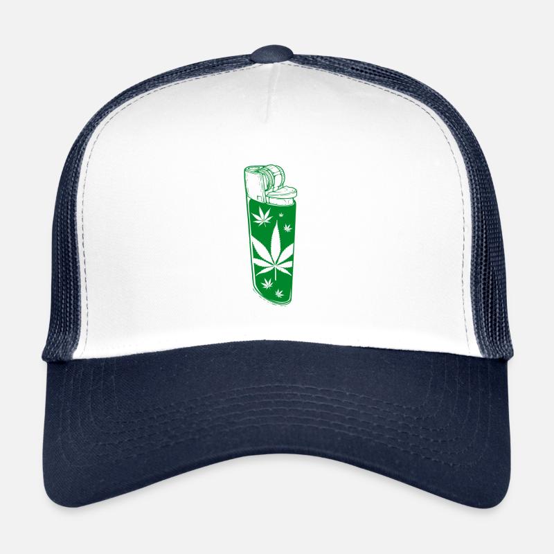 Feuerzeug Grünes Cannabis Trucker Cap