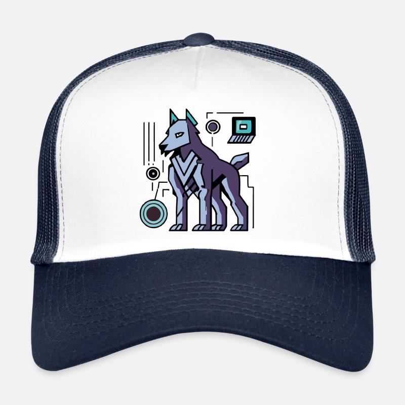 Futuristic Cyber Wolf - Trucker Cap - white/navy