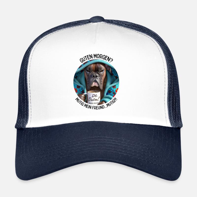 MORGENMUFFEL - HUND MIT KAFFEE - Trucker Cap - Weiß/Navy