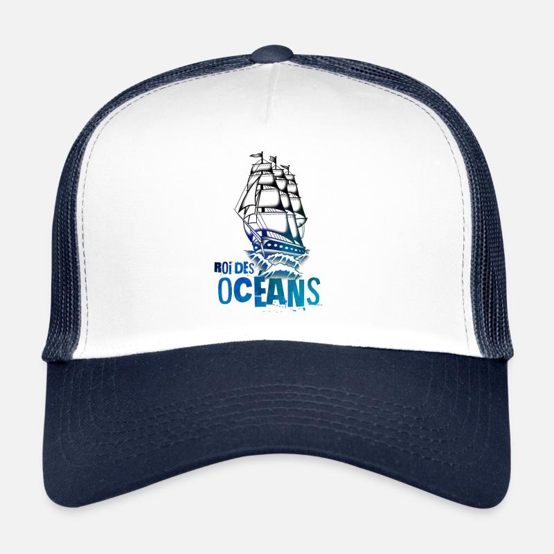 Roi des océans old school art - Casquette trucker  - blanc/marine