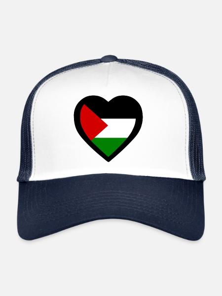 Free palestine - Casquette trucker  - blanc/marine - Devant