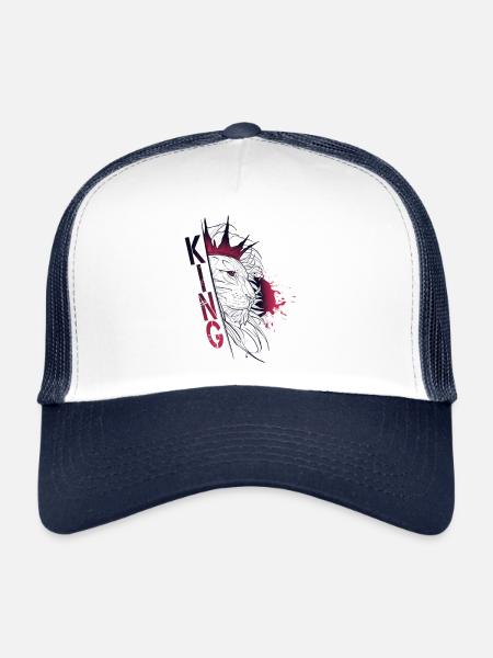 Sketch trash lion - KING - Trucker Cap - white/navy - Front