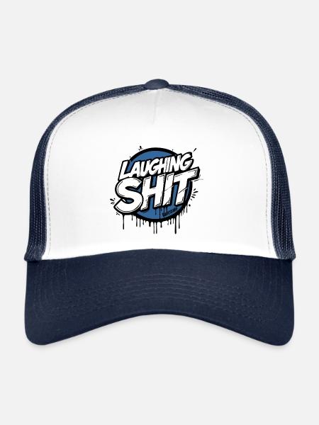 Laughing Shit Graffiti Style Tag - raffstaff ® - Trucker Cap - white/navy - Front