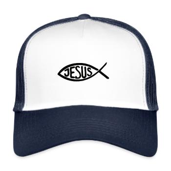 Jesus Christus von Nazareth Glaube Bibel Jesus - Trucker Cap - Weiß/Navy - Vorne