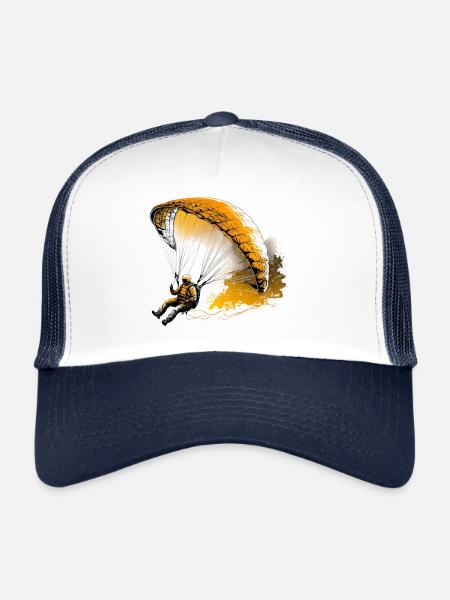 Voler haut, parapente - Casquette trucker  - blanc/marine - Devant