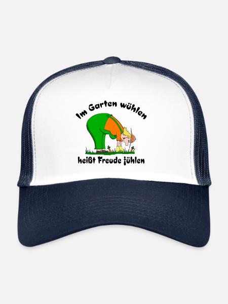 Im Garten wühlen heißt Freude fühlen - Trucker Cap - Weiß/Navy - Vorne