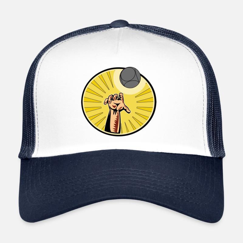 Boule Hand mit Boulekugel - Trucker Cap - Weiß/Navy