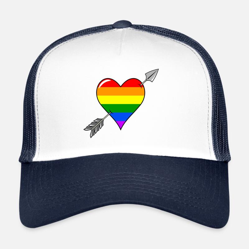 Herz und Pfeil Liebe Regenbogenflagge Trucker Cap