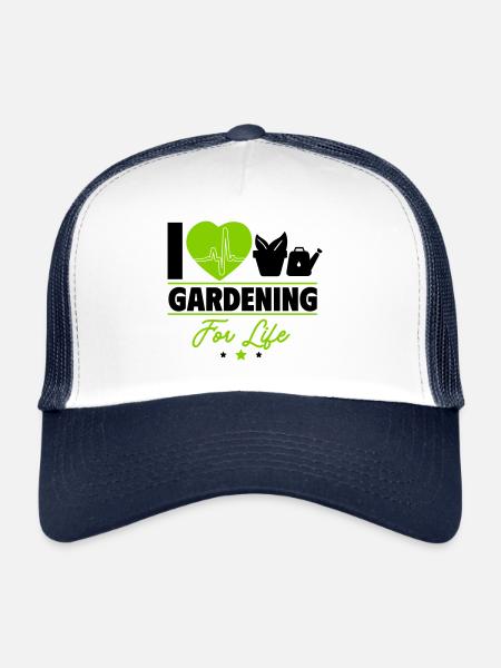 J'adore jardiner – toujours au vert ! - Casquette trucker  - blanc/marine - Devant
