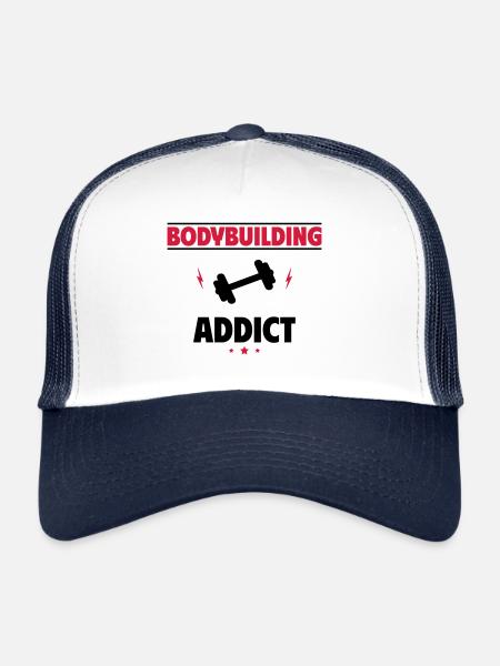 Accro à la musculation - Casquette trucker  - blanc/marine - Devant
