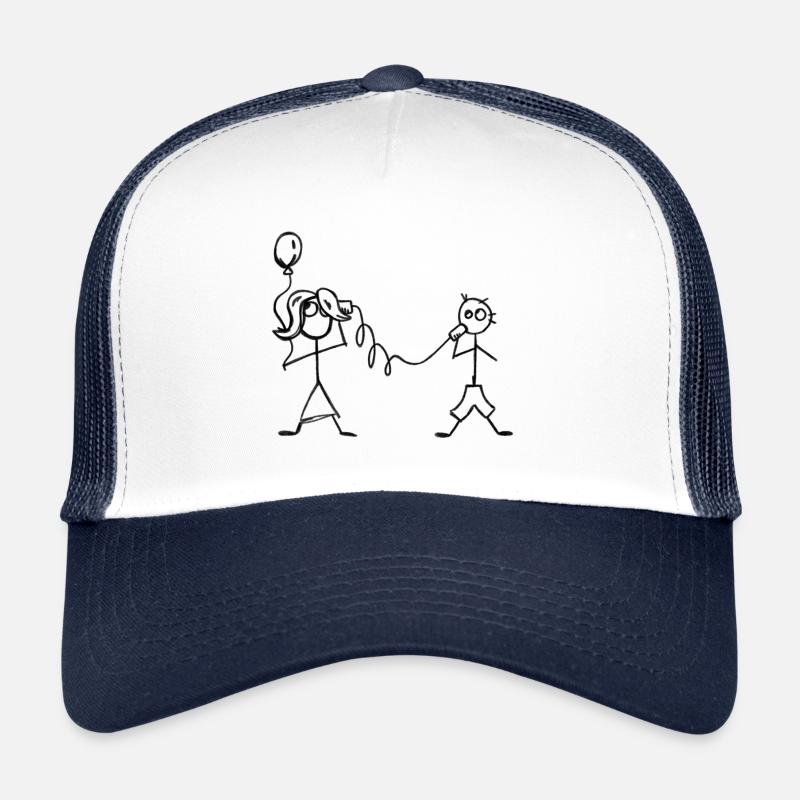 Chiffre de bâton de famille de l'amitié - Casquette trucker  - blanc/marine