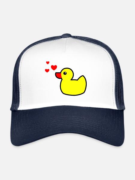 Canard grinçant Jaune Saint-Valentin 2 - Casquette trucker  - blanc/marine - Devant