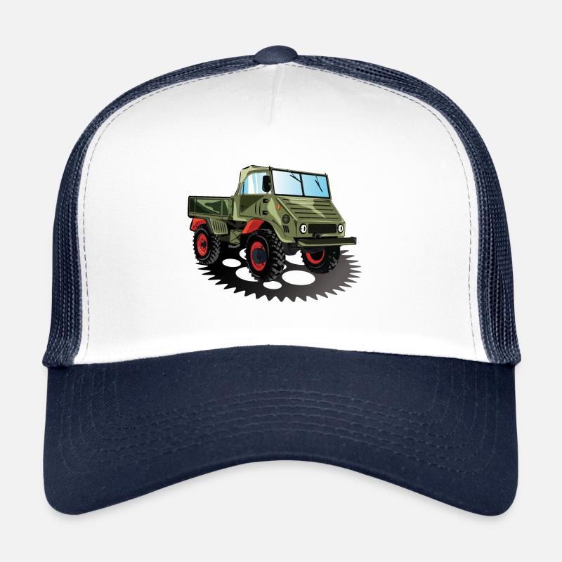 Unimog - Oldtimer - Offroad - Universal Motorgerät - Trucker Cap - Weiß/Navy