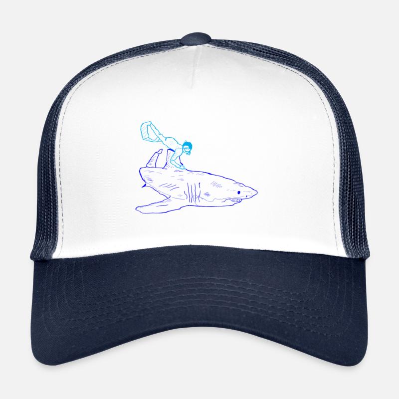 Requin avec plongeur en bleu Casquette trucker 