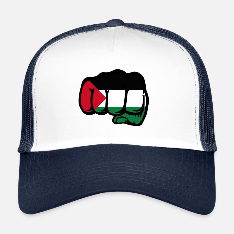 Palestinien Flagge Faust Hand - Trucker Cap - Weiß/Navy