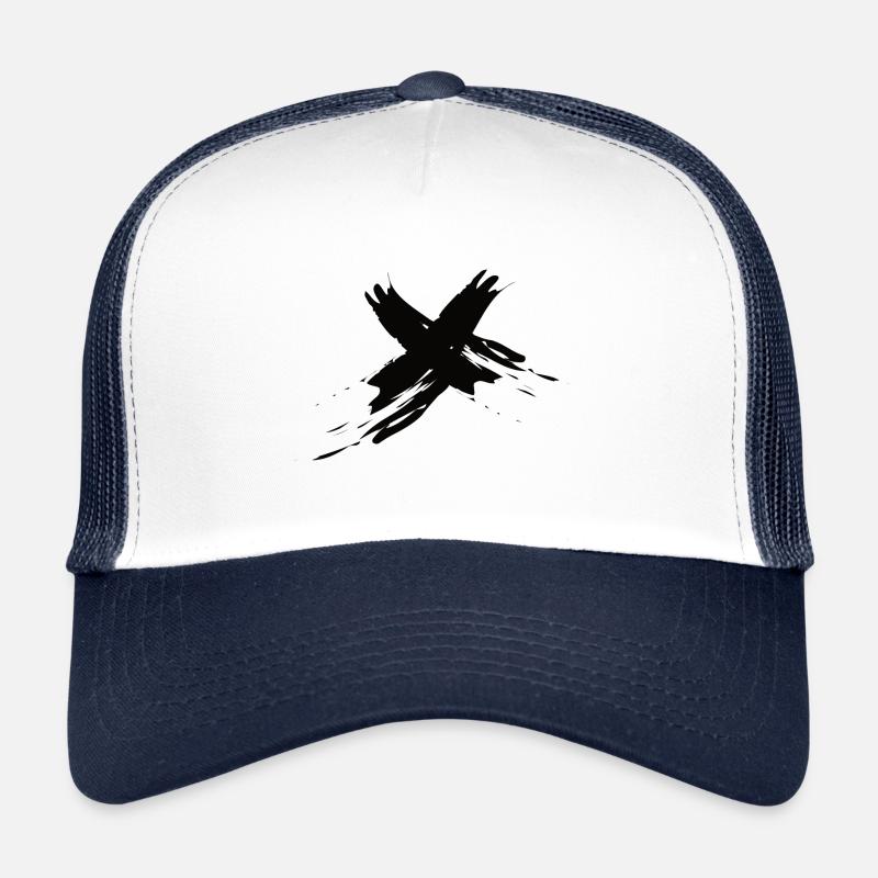 Éclaboussures croisées de couleur noire - Casquette trucker  - blanc/marine