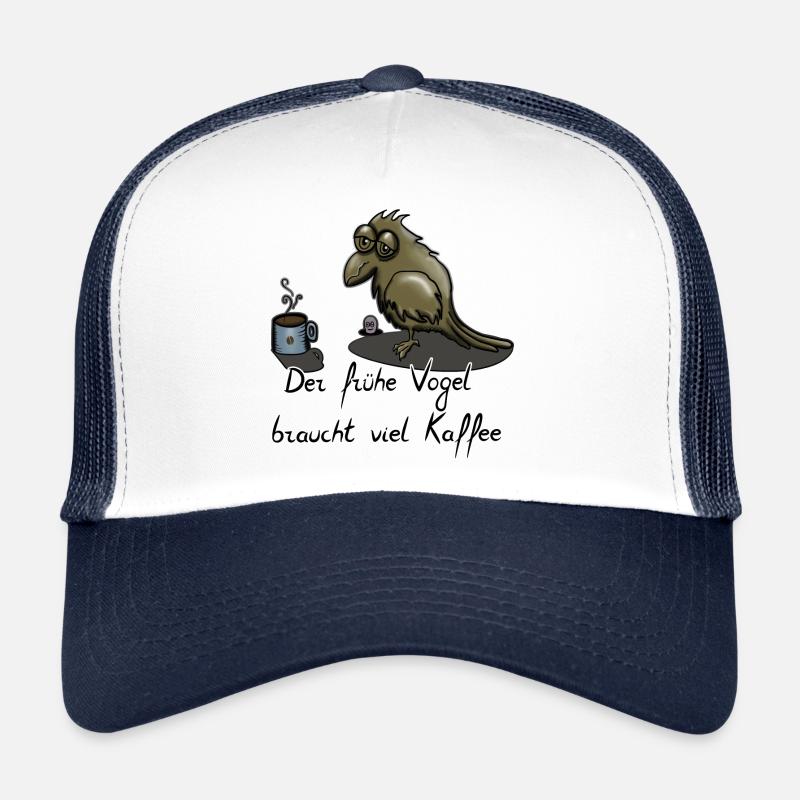 Der fruehe Vogel braucht viel Kaffee - Trucker Cap - Weiß/Navy