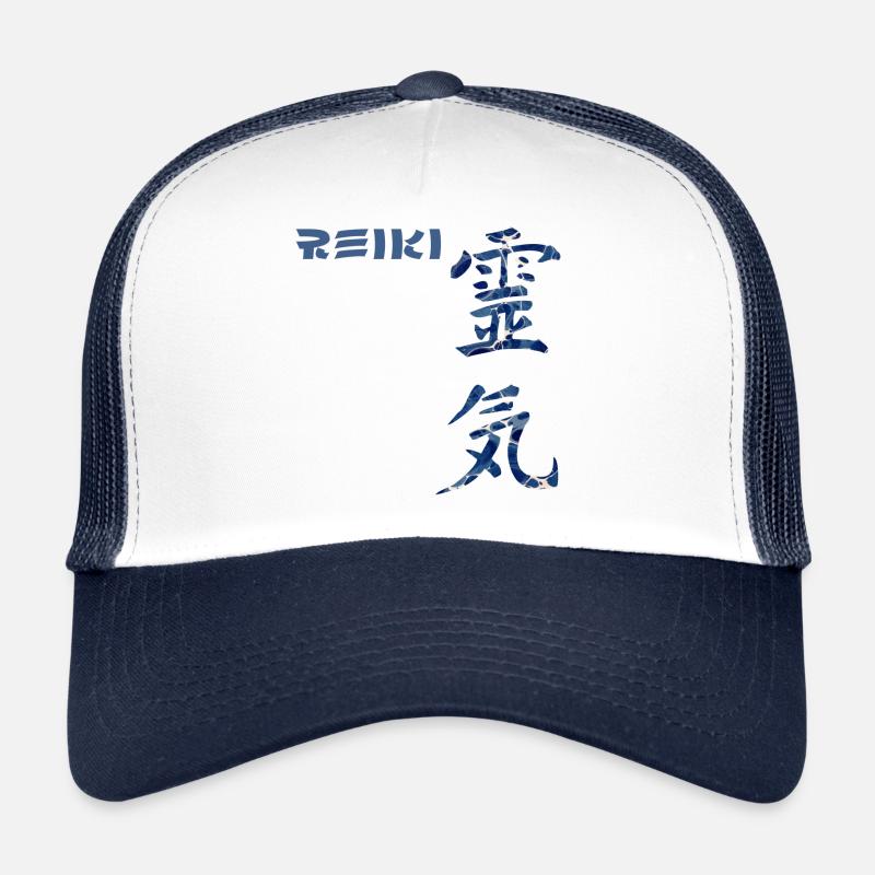 reiki japonais e 12 - Casquette trucker  - blanc/marine