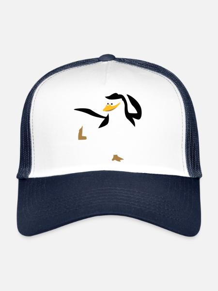 Penguin doing karate sport - Trucker Cap - white/navy - Front
