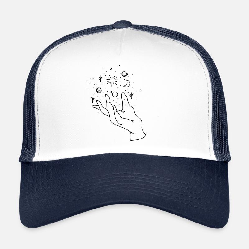 Hand moon space dark Trucker Cap