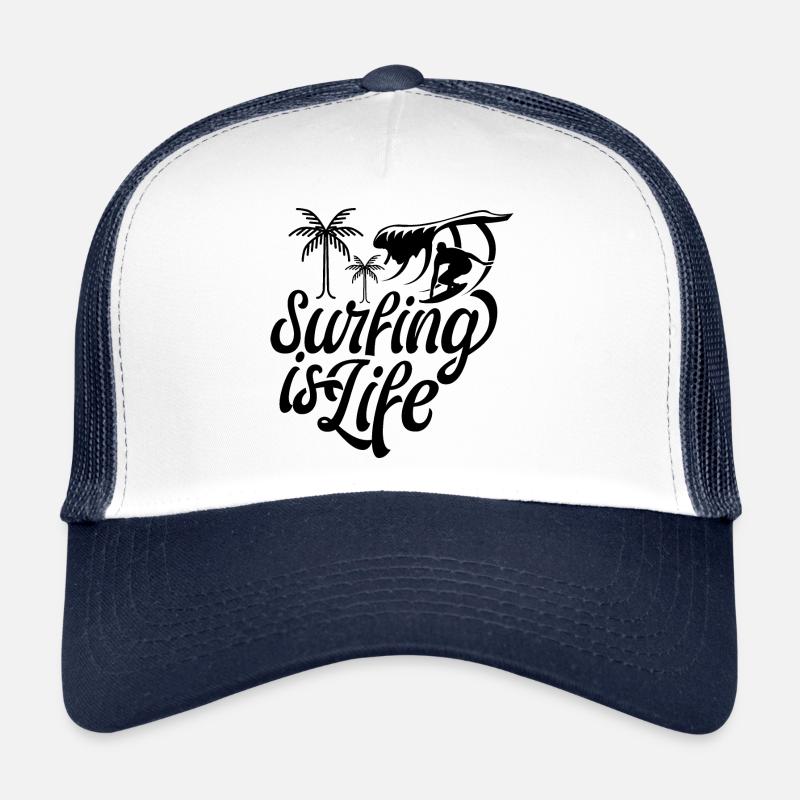 Surfen ist Leben Surfer Surf Surferin Surfing - Trucker Cap - Weiß/Navy