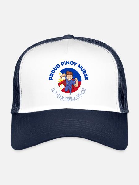 Pinoy Nurse Geschenk Krankenpfleger Österreich - Trucker Cap - Weiß/Navy - Vorne