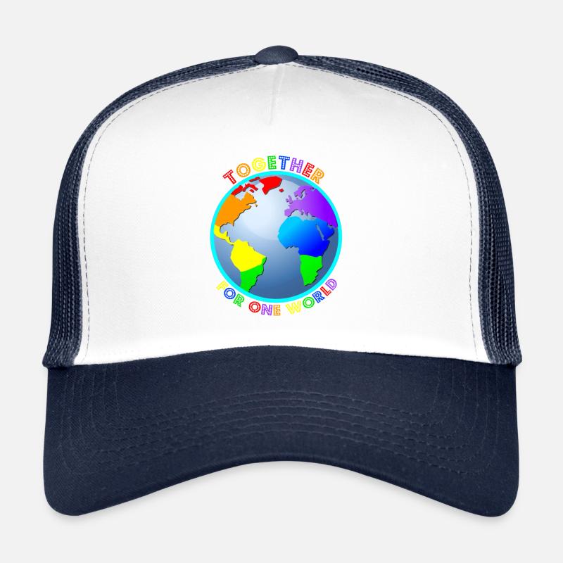 Statement: "For One World" - Regenbogenfarben Trucker Cap