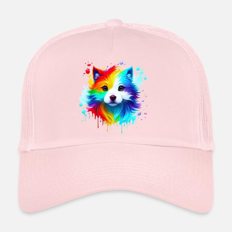Rainbow Style Spray Puppy Trucker Cap