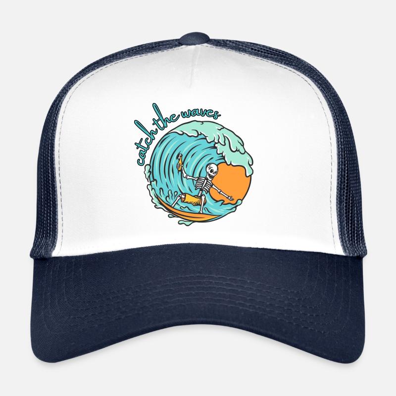 Catch the Waves - Surfer - Trucker Cap - Weiß/Navy