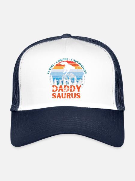 Daddy Saurus - Casquette trucker  - blanc/marine - Devant