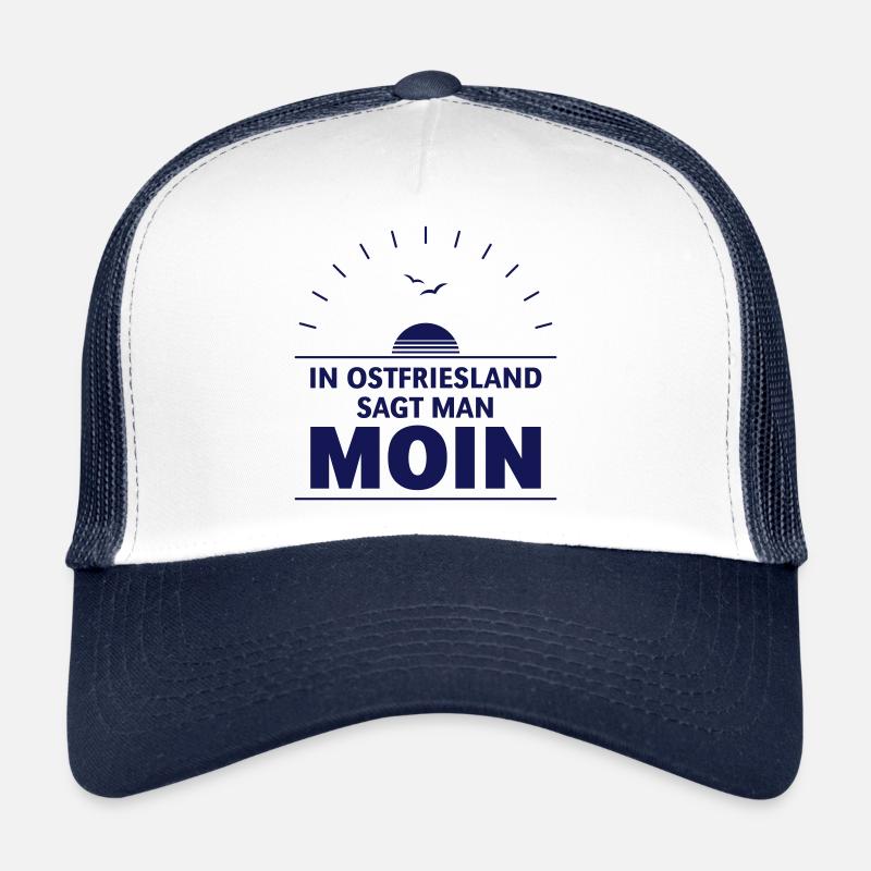 In Ostfriesland Sagt Man Moin (Plattdeutsch, Navy) - Trucker Cap - Weiß/Navy