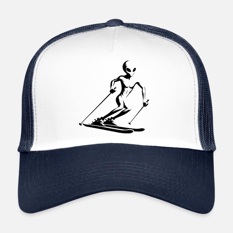 Alien skier silhouette for minimalist Trucker Cap