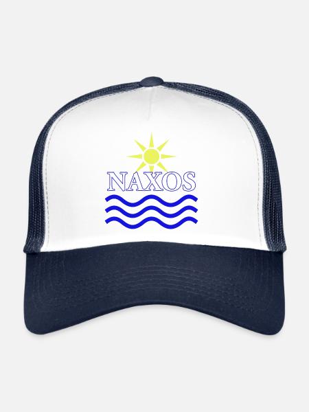Naxos Sun and Waves Logo Design - Trucker Cap - white/navy - Front