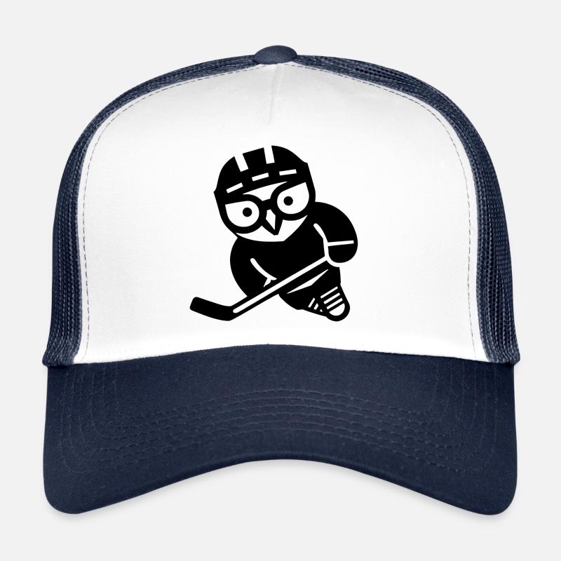 Eishockey Eule Silhouette Schneeeule Spieler Trucker Cap