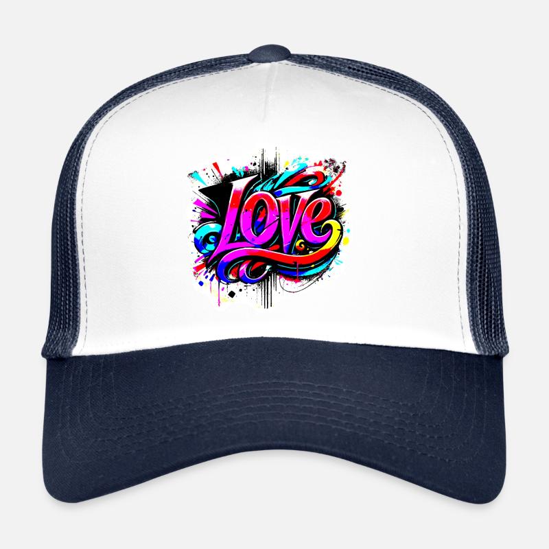 Love Graffiti Lettering - Trucker Cap - white/navy