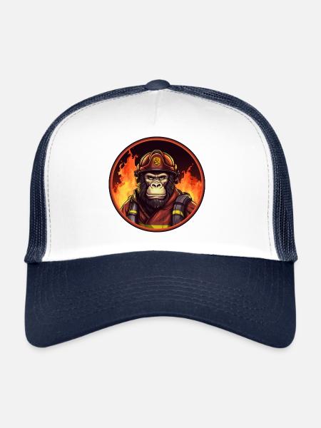 Monkey Fire Brigade - Trucker Cap - white/navy - Front