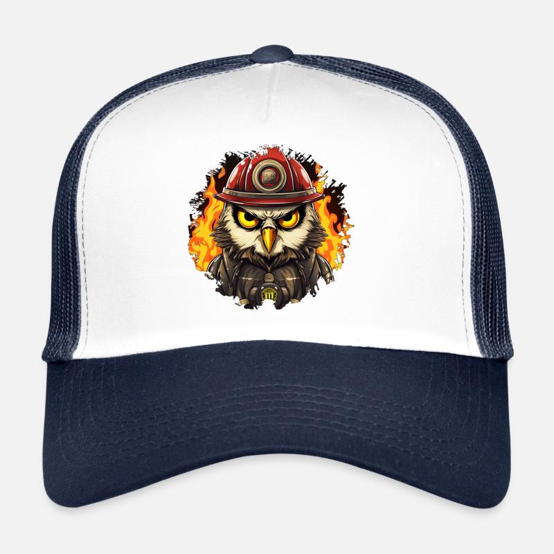 Feuerwehr Eule - Trucker Cap - Weiß/Navy